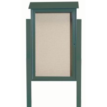 Aarco Products PLD4226DPP-4 Green Single Hinged Door Plastic Lumber Message Center with Vinyl Board with Posts, 26&quot;W x 42&quot;H