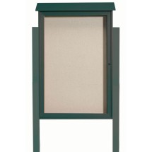 Aarco Products PLD4832DPP-4 Green Single Hinged Door Plastic Lumber Message Center with Vinyl Board with Posts, 32&quot;W x 48&quot;H