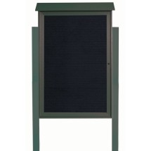 Aarco Products PLD4832LDPP-4 Green Single Hinged Door Plastic Lumber Message Center with Letter Board with Posts, 32&quot;W x 48&quot;H