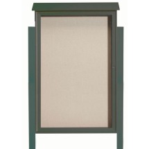 Aarco Products PLD5438DPP-4 Green Single Hinged Door Plastic Lumber Message Center with Vinyl Board with Posts, 38&quot;W x 54&quot;H