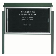 Aarco Products PLDS3045LDPP-4 Green Sliding Door Plastic Lumber Message Center with Letter Board with Posts, 45&quot;W x 30&quot;H