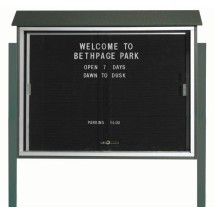 Aarco Products PLDS3645LDPP-4 Green Sliding Door Plastic Lumber Message Center with Letter Board with Posts, 45&quot;W x 36&quot;H
