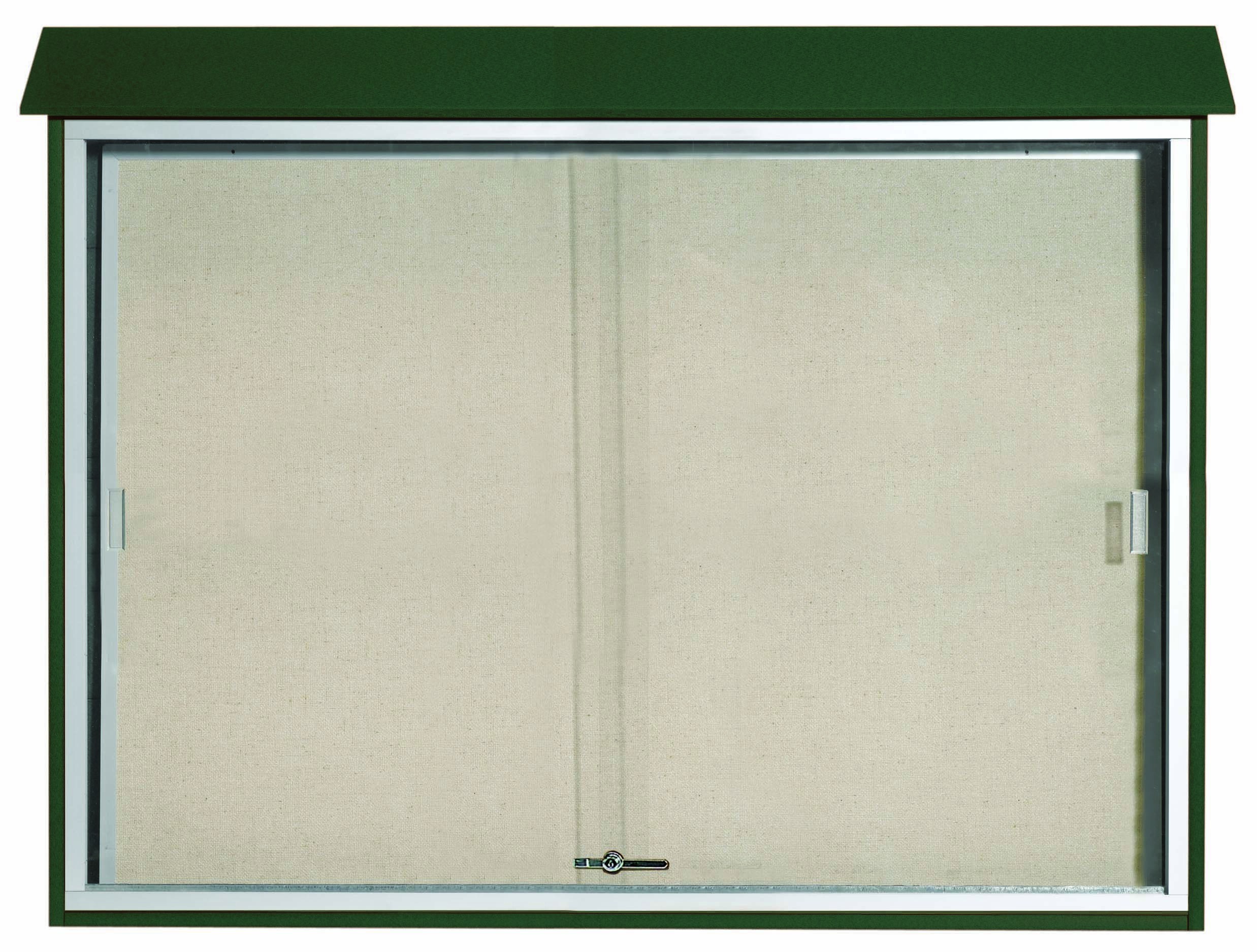 Aarco Products PLDS4052-4 Green Sliding Door Plastic Lumber Message Center with Vinyl Board, 52"W x 40"H