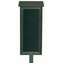 Aarco Products OPLD3416LSPP-4 Green Slimline Series Top Hinged Single Door Plastic Lumber Message Center with Letter Board with Posts, 16&quot;W x 34&quot;H