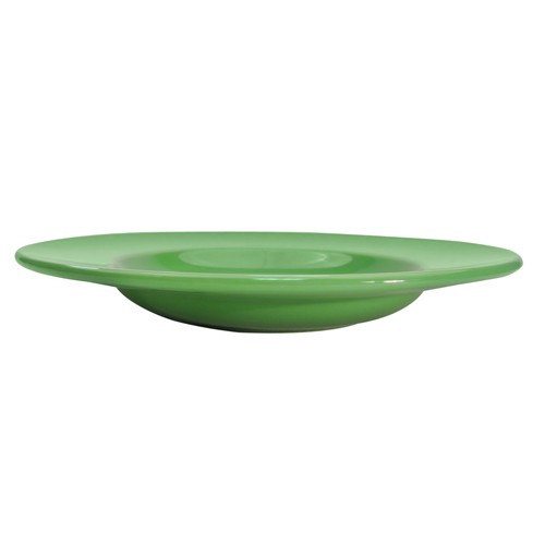 CAC China LV-3-G Las Vegas Rolled Edge Green Rimmed Soup Plate 12 oz.