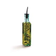 TableCraft 9085 Green Glass 8-1/2 oz. Prima Olive Oil Bottle with Pourer & Cork