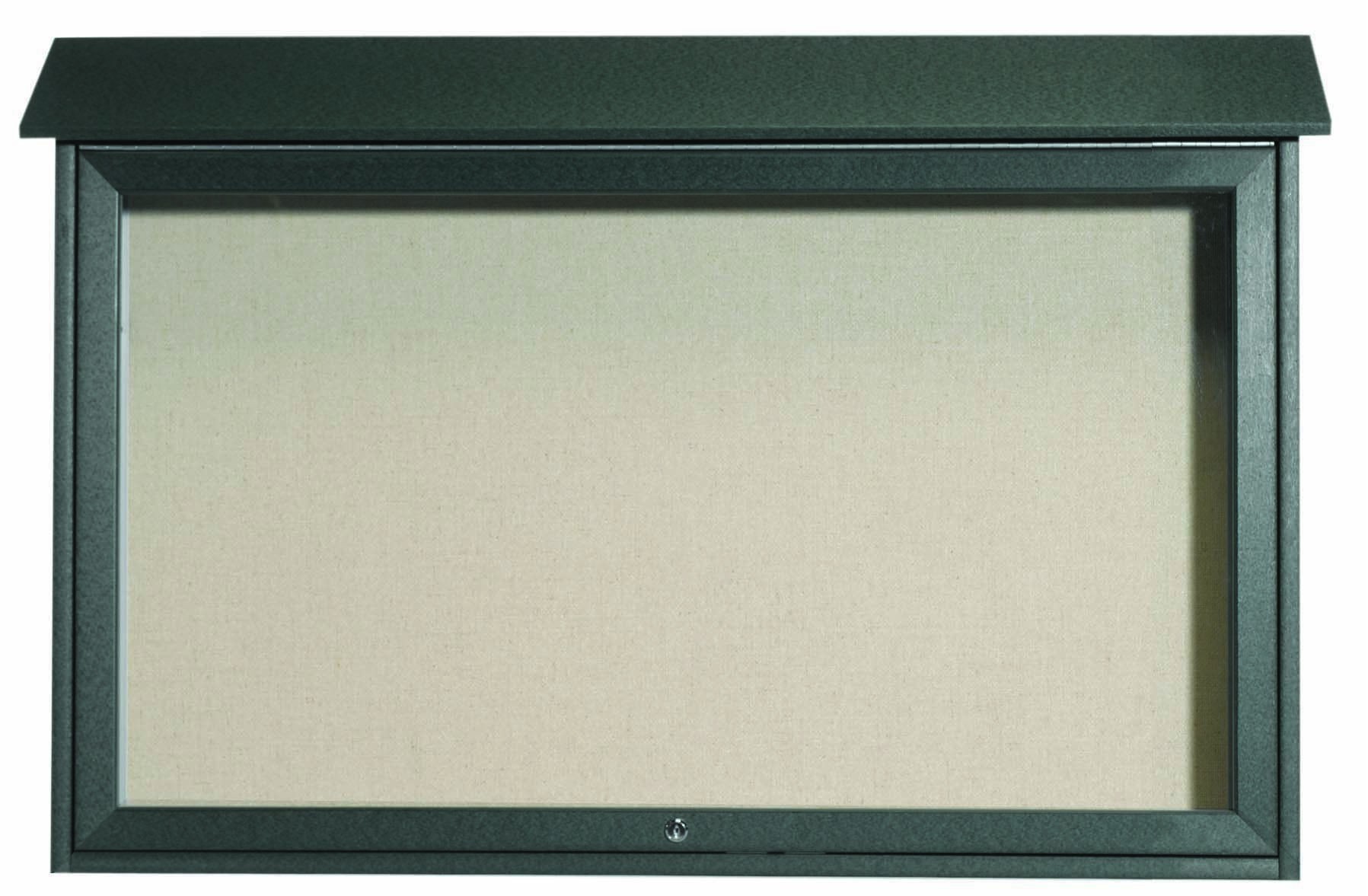 Aarco Products PLD3045T-4 Green Top Hinged Single Door Plastic Lumber Message Center with Vinyl Board, 45"W x 30"H
