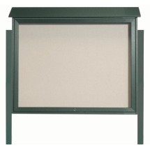 Aarco Products PLD3645TDPP-4 Green Top Hinged Single Door Plastic Lumber Message Center with Vinyl Board with Posts, 45&quot;W x 36&quot;H