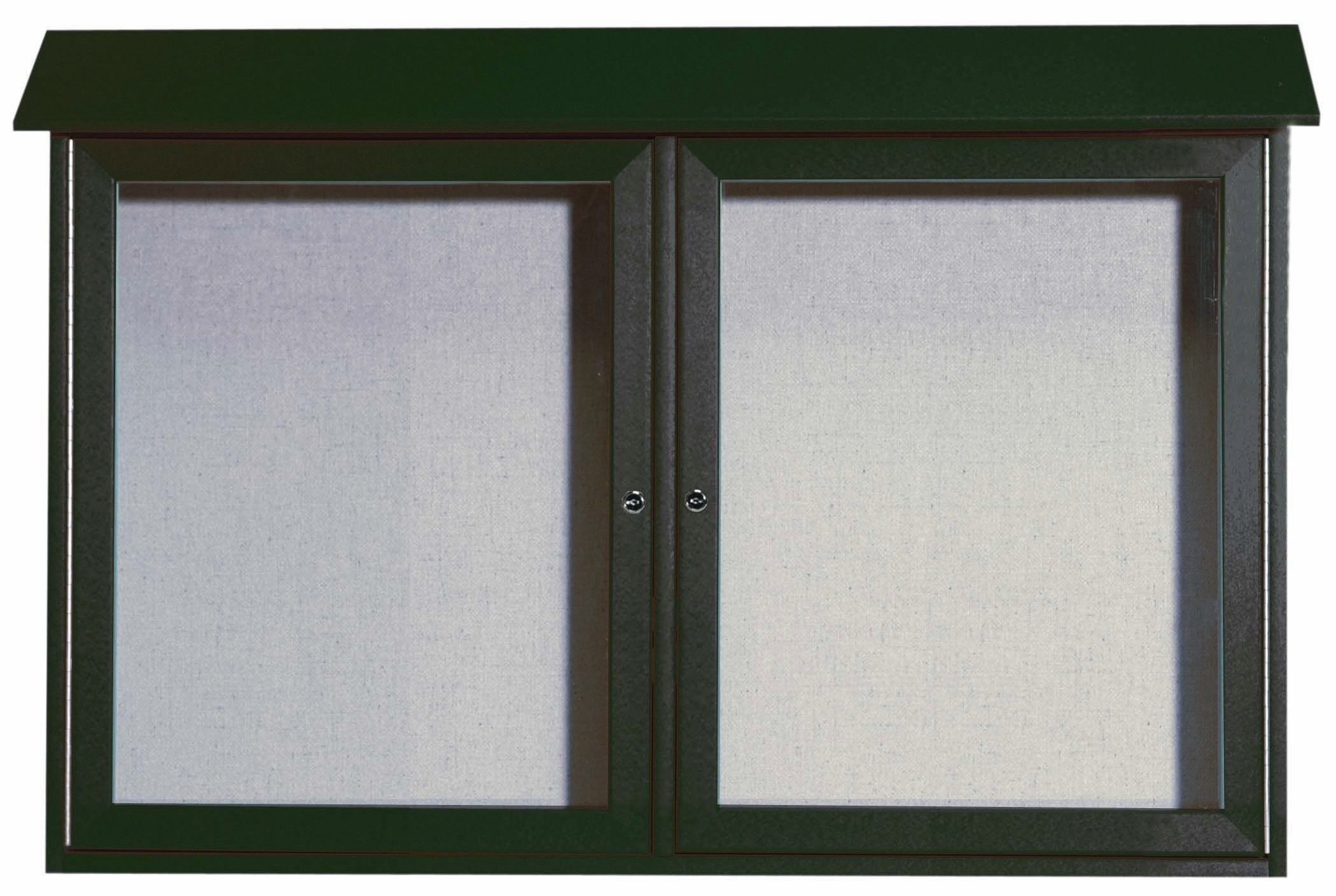 Aarco Products PLD3045-2-4 Green Two Door Hinged Door Plastic Lumber Message Center with Vinyl Board, 45"W x 30"H