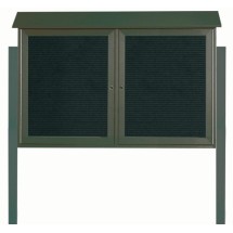 Aarco Products PLD3045-2LDPP-4 Green Two Door Hinged Door Plastic Lumber Message Center with Letter Board with Posts, 45&quot;W x 30&quot;H