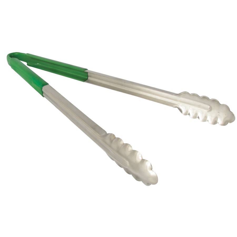 TableCraft 3712G Green Vinyl-Coated Spring Steel Utility Tong 12"