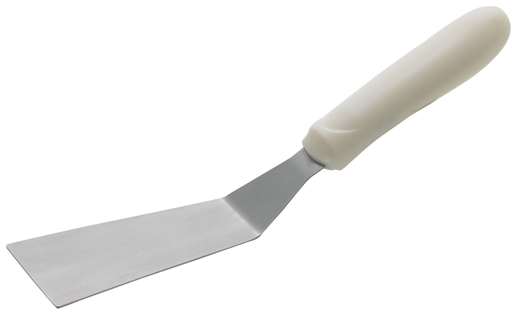 Winco TWP-50 Grill Spatula, 5 1/2" x 2 1/2" Blade, White Polypropylene Handle