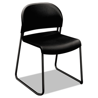 HON GuestStacker Chairs, Onyx with Black Base, 4/Carton