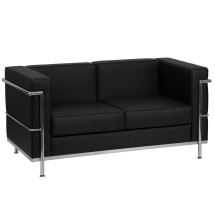 Flash Furniture ZB-REGAL-810-2-LS-BK-GG HERCULES Regal Series Contemporary Black Leather Love Seat with Encasing Frame