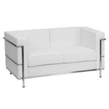 Flash Furniture ZB-REGAL-810-2-LS-WH-GG HERCULES Regal Series Contemporary White Leather Love Seat with Encasing Frame