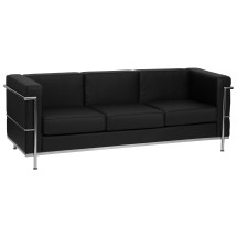 Flash Furniture ZB-REGAL-810-3-SOFA-BK-GG HERCULES Regal Series Contemporary Black Leather Sofa with Encasing Frame