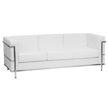 Flash Furniture ZB-REGAL-810-3-SOFA-WH-GG HERCULES Regal Series Contemporary White Leather Sofa with Encasing Frame