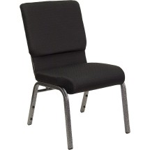 Flash Furniture FD-CH02185-SV-JP02-GG HERCULES Series 18.5&quot; Black Dot Patterned Fabric Church Chair with Silver Vein Frame