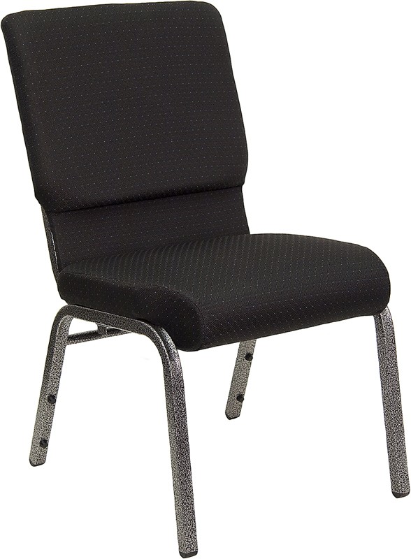 Flash Furniture FD-CH02185-SV-JP02-GG HERCULES Series 18.5" Black Dot Patterned Fabric Church Chair with Silver Vein Frame