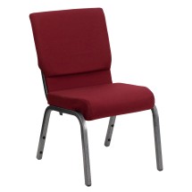 Flash Furniture XU-CH-60096-BY-SILV-GG Hercules Series 18.5&quot; Burgundy Fabric Stacking Church Chair with Silver Vein Frame