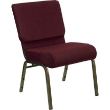 Flash Furniture FD-CH0221-4-GV-3169-GG HERCULES Series 21" Extra Wide Burgundy Fabric Church Chair with Gold Vein Frame