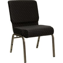 Flash Furniture FD-CH0221-4-GV-S0806-GG HERCULES Series 21&quot; Extra Wide Black Dot Fabric Church Char with Gold Vein Frame
