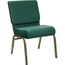 Flash Furniture FD-CH0221-4-GV-S0808-GG HERCULES Series 21&quot; Extra Wide Green Dot Fabric Church Chair with Gold Vein Frame