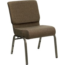 Flash Furniture FD-CH0221-4-GV-S0819-GG HERCULES Series 21" Extra Wide Brown Fabric Church Chair with Gold Vein Frame