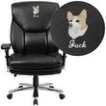 Flash Furniture GO-2085-LEA-GG HERCULES Series 24/7 Intensive Use Big & Tall 400 Lb. Capacity Black Leather Executive Swivel Chair with Lumbar Support Knob