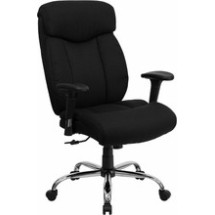 Flash Furniture GO-1235-BK-FAB-A-GG HERCULES Series 400 Lb. Capacity Big and Tall Black Fabric Office Chair with Extra Wide Seat and Arms
