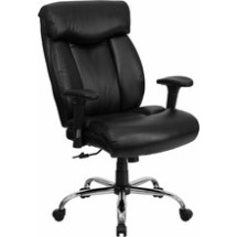 Flash Furniture GO-1235-BK-LEA-A-GG HERCULES Series 400 Lb. Capacity Big and Tall Black Leather Office Chair with Extra Wide Seat and Arms