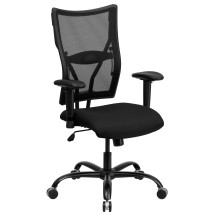Flash Furniture WL-5029SYG-A-GG HERCULES Series Big &#38; Tall Black Mesh Office Chair with Arms, 400 Lb. Capacity