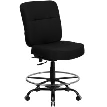 Flash Furniture WL-735SYG-BK-D-GG HERCULES Series Big &#38; Tall Black Fabric Drafting Stool with Extra Wide Seat, 400 Lb. Capacity