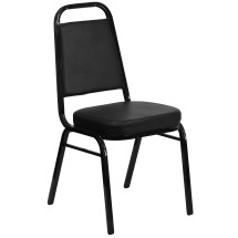 Flash Furniture FD-BHF-1-GG HERCULES Series Trapezoidal Back Black Vinyl Stacking Banquet Chair with Black Frame