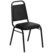 Flash Furniture FD-BHF-2-GG HERCULES Series Trapezoidal Back with Black Vinyl Stacking Banquet Chair with Black Frame