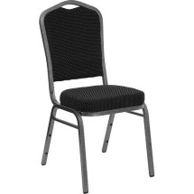 Flash Furniture FD-C01-SILVERVEIN-S076-GG HERCULES Series Crown Back Black Dot Pattern Stacking Banquet Chair with Silver Vein Frame