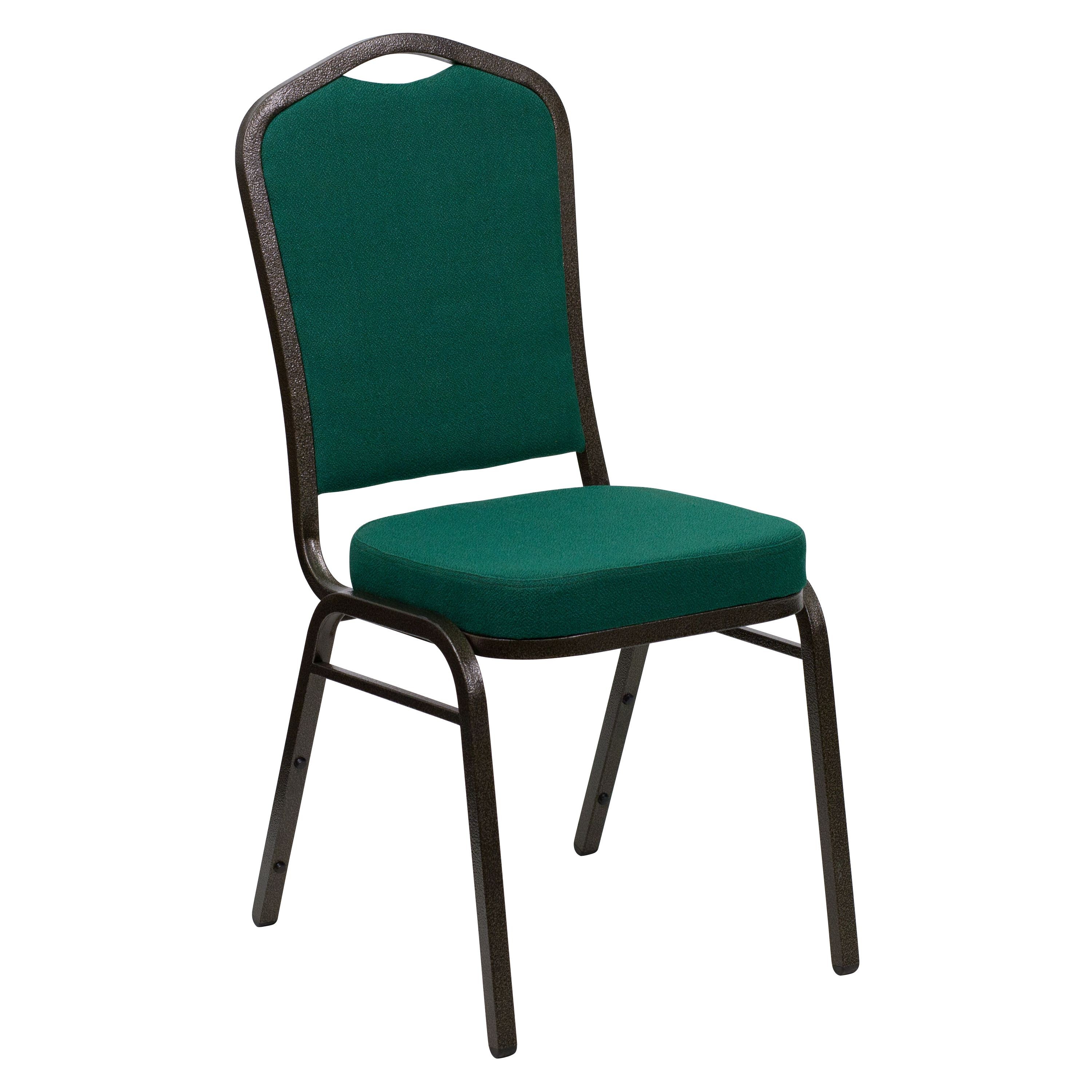 Flash Furniture FD-C01-GOLDVEIN-GN-GG HERCULES Series Crown Back Green Fabric Stacking Banquet Chair with Gold Vein Frame