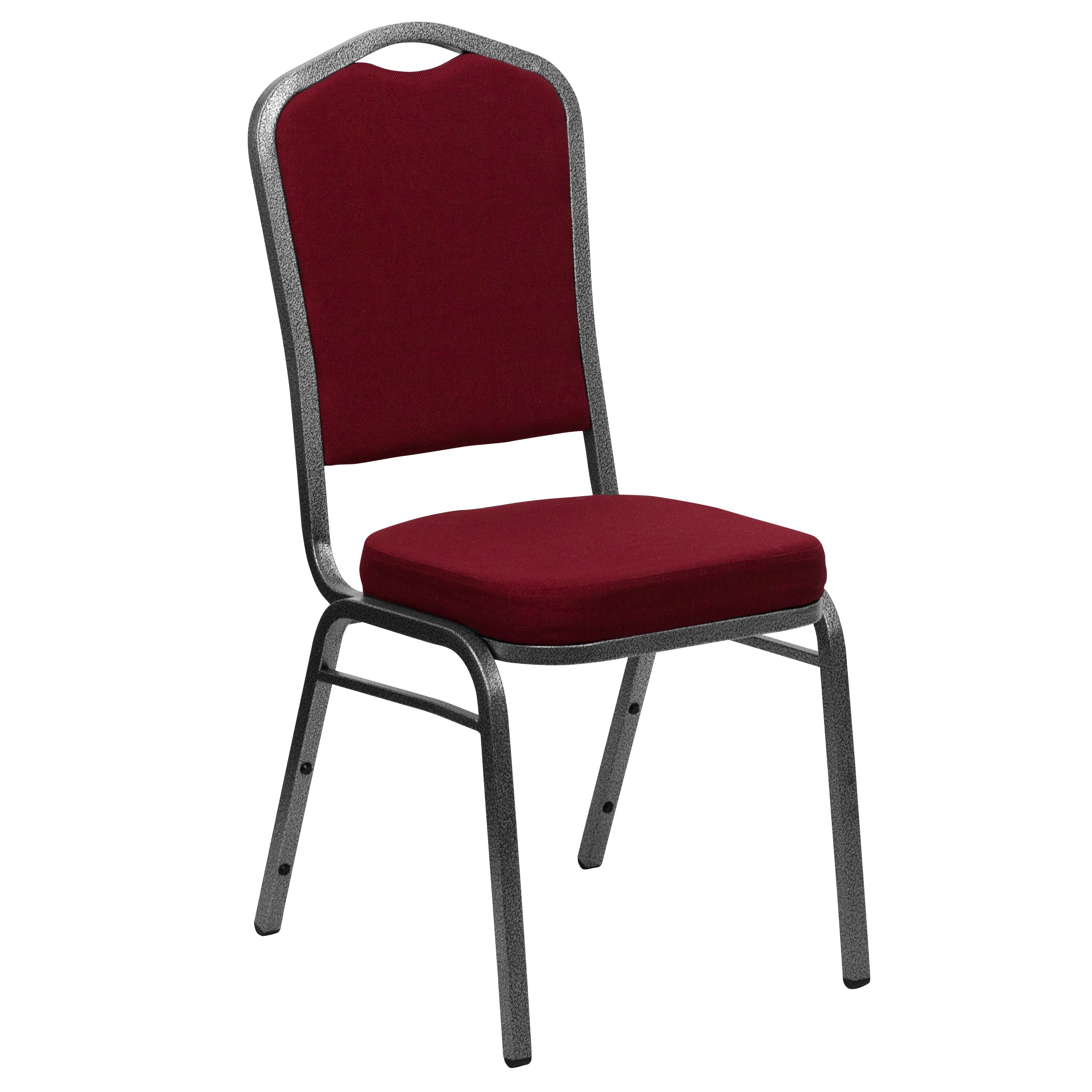 Flash Furniture FD-C01-SILVERVEIN-3169-GG HERCULES Series Crown Back Red Fabric Stacking Banquet Chair with Silver Vein Frame