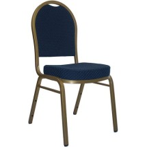 Flash Furniture FD-C03-ALLGOLD-H203774-GG HERCULES Series Dome Back Navy Pattern Fabric Stacking Banquet Chair with Gold Frame