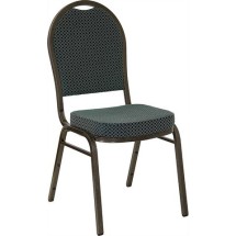 Flash Furniture FD-C03-GOLDVEIN-4003-GG HERCULES Series Dome Back Green Pattern Fabric Stacking Banquet Chair with Gold Vein Frame
