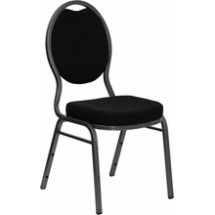 Flash Furniture FD-C04-SILVERVEIN-S076-GG HERCULES Series Teardrop Back Black Patterned Fabric Stacking Banquet Chair with Silver Vein Frame