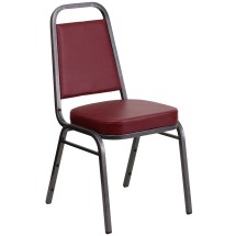Flash Furniture FD-BHF-1-SILVERVEIN-BY-GG HERCULES Series Trapezoidal Back Burgundy Vinyl Stacking Banquet Chair with Silver Vein Frame
