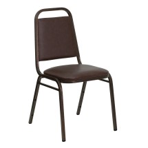 Flash Furniture FD-BHF-2-BN-GG HERCULES Series Trapezoidal Back Brown Vinyl Stacking Banquet Chair with Copper Vein Frame
