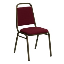 Flash Furniture FD-BHF-2-BY-GG HERCULES Series Trapezoidal Back Burgundy Fabric Stacking Banquet Chair with Gold Vein Frame