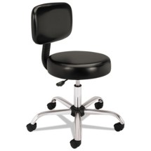 HON Adjustable Black Medical Stool with Back, 22