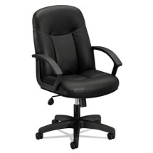 HON HVL601 Series Executive High-Back Black Leather Office Chair