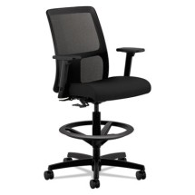 HON Ignition Series Mesh Low-Back Black Task Stool with Adjustable Arms