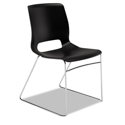 HON Motivate High-Density Onyx Stacking Chair with Chrome Base, 4/Carton