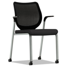 HON Nucleus Black Stacking Chair with ilira-Stretch M4 Back and Platinum Base