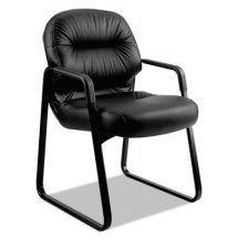 HON Pillow-Soft 2090 Black Leather Guest Arm Chair